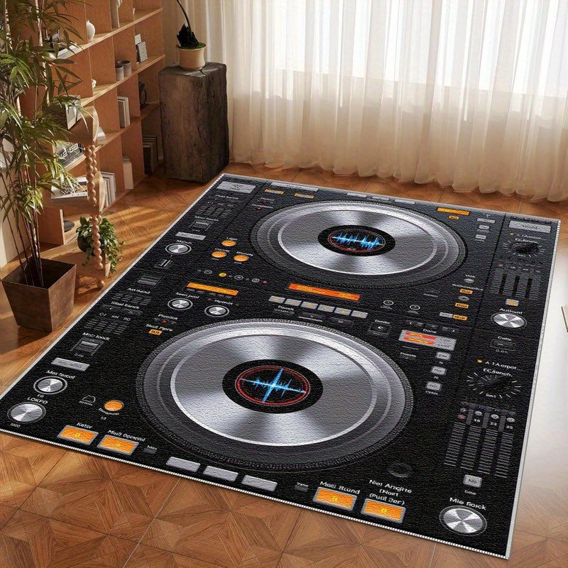 1pc DJ-Themed Mat with DJ Controller Design - Lightweight Machine-Washable Floor Mat, Non-Slip Rubber Backing & Easy-Care Fabric for Home Studio, Living Room, Bedroom, Office - Ideal Gift for Music Lovers & DJs (Modern DJ Set
