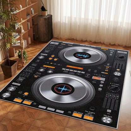 1pc DJ-Themed Mat with DJ Controller Design - Lightweight Machine-Washable Floor Mat, Non-Slip Rubber Backing & Easy-Care Fabric for Home Studio, Living Room, Bedroom, Office - Ideal Gift for Music Lovers & DJs (Modern DJ Set