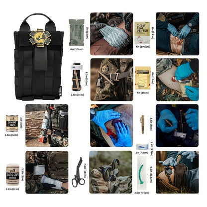 Campus Medical, RHINO RESCUE-001m Emergency Kit, IFAK Trauma Kit, Including Molle System, Medical Bag, Suitable for Cars, Travel, Hiking,, First Aid Kit, Emergency Preparedness, Portable Medical Bag, Lightweight Kit, Highqual