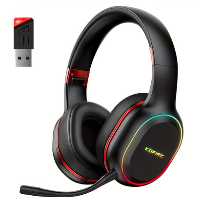 KOFIRE UG-05 2.4GHz Wireless Gaming Headset, Over-Ear Headphones With Vibration Feedback, Noise-Canceling Microphone, And LED Lights, Wireless Headphones For Nintendo Switch, PC, PS5, PS4