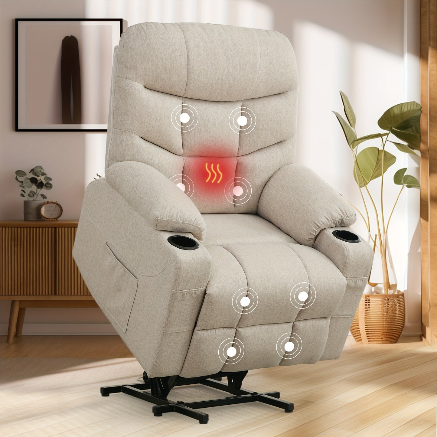 Comfortable Chair For The Living Room, Relaxation, Electric Reclining Chair, Electric Reclining Chair For Adults, Electric Lifting Chair With Heating Function, Massage Function, Electric Reclining Chair With Side Pockets