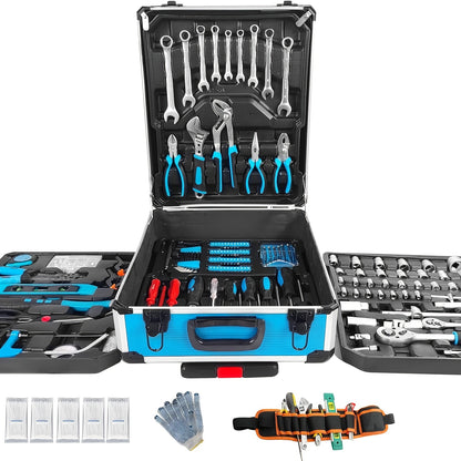 799pcs Men's Tool Set with Rolling Box, Complete Household Tool Kit in Aluminum Trolley Case, Ideal Father's Day Gift, Tool Box, Tool Set, valentines day gift
