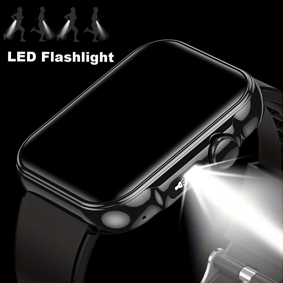 COIUSOR Smartwatch 2.01" HD Display, Wireless Calls & Information Sync, 100+ Sports Modes, Pedometer, Black Silicone Strap, Android/iOS Compatible, USB Rechargeable, Modern Digital Dashboard - Perfect Gift for Men & Women, Ou