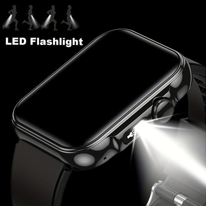 COIUSOR Smartwatch 2.01" HD Display, Wireless Calls & Information Sync, 100+ Sports Modes, Pedometer, Black Silicone Strap, Android/iOS Compatible, USB Rechargeable, Modern Digital Dashboard - Perfect Gift for Men & Women, Ou