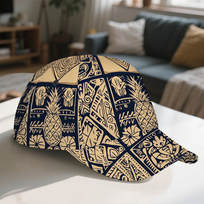 1pc Vibrant Tropical Tribal Symbols Baseball Cap - Adjustable, Comfortable, Lightweight Duckbill Hat with Intricate Pineapple & Leaf Design, Perfect for Outdoor Activities, Casual Headwear|Vibrant Headgear|Polyester Cap