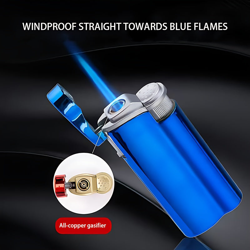 1pc/5pcs Set, Lighter, Butane Lighter, Metal Shell Windproof Lighter, Durable And Portable Lighter, Adjustable Flame Size, Refillable, Suitable For Outdoor Camping, Barbecue, Hiking, Precise Ignition, Valentine'S Day Gift, Wi