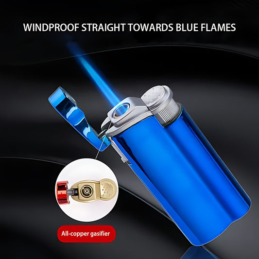 1pc/5pcs Set, Lighter, Butane Lighter, Metal Shell Windproof Lighter, Durable And Portable Lighter, Adjustable Flame Size, Refillable, Suitable For Outdoor Camping, Barbecue, Hiking, Precise Ignition, Valentine'S Day Gift, Wi