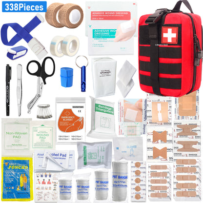 ROORUNS 152/ 338pcs Adventure Essentials Kit - Emergency Preparedness Set for Hiking, Car Travel & Family Safety, Survival Tools with Compact Medical Suitable for Camping and Adventure - The Perfect Gift for Both Men and Wome