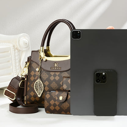 CHROSGEKEIDI Women's Multi-Piece Crossbody Handbag Set - Elegant Beige PU Leather Bags with Detachable Strap & Zipper Closure, Convertible Purse Collection for Everyday, Office, Formal Events - Ideal Gift for Women, Crossbody