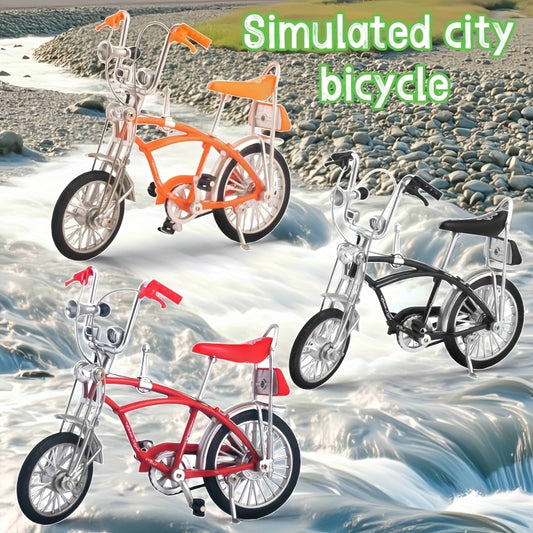 Retro Bicycle Model with Alloy Frame & Classic Colors (Red/Black/Orange) - Collectible Desktop Decor, No-Electricity Operation, Perfect Gift for Graduation, Holidays, or Home Decoration, Bicycle Decor, Educational Display, De