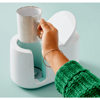 C.ri.cut Mug Press™, Portable Heat Press, Mini Heat Press Machine, Portable, 3 Modes, Adjustable Temperature Control, Compact Design for DIY Projects, Portable Electric Heat Press Machine, Ideal for Crafts & Fabric, Include