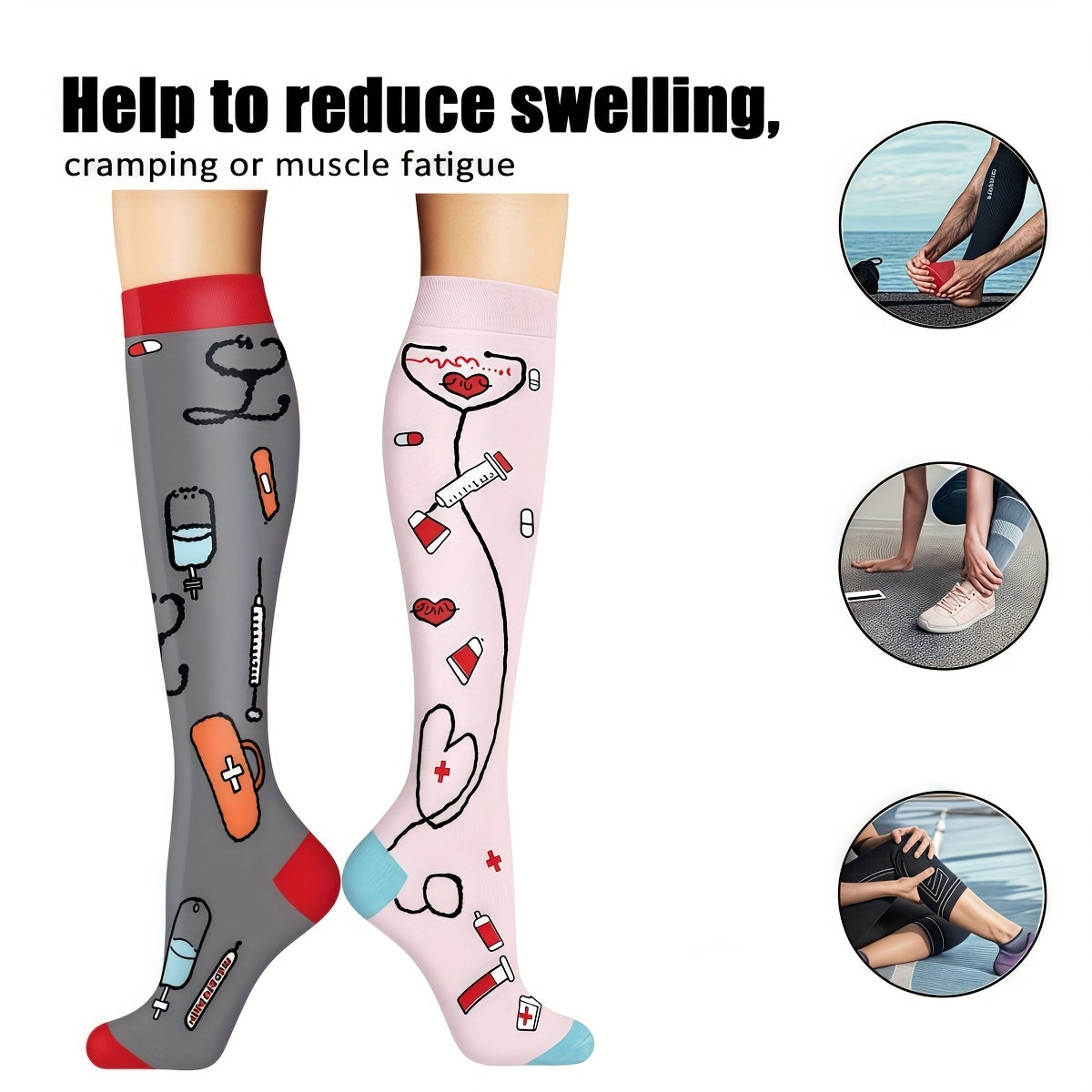 6 Pairs Compression Sports Socks, Unisex Lightweight Casual Mid-Calf Socks For Running, Cycling, Soccer, Hiking, Outdoor Activities & Travel