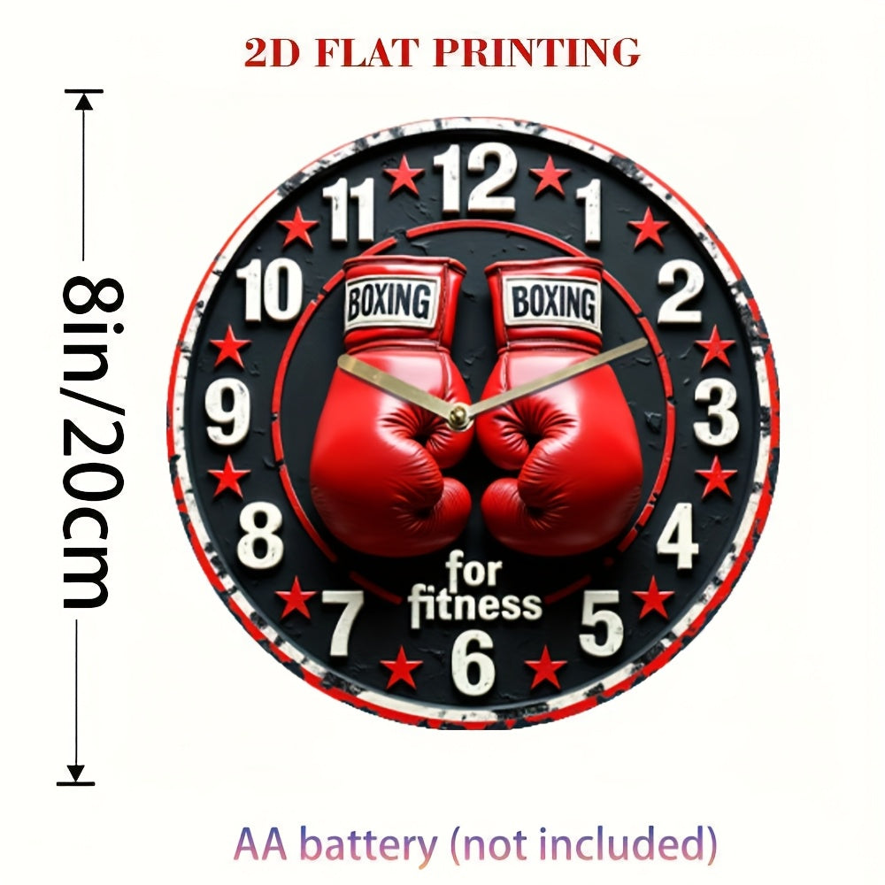 1pc Boxing Theme 2D Flat Silent Wall Clock with Red Glove Design - Quartz Imitation, Perfect for Fitness and Sports Enthusiasts, Living Room, Bedroom or Office Decoration, Bedroom Wall Clock Boxing themed decoration Durable w