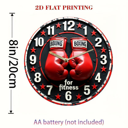 1pc Boxing Theme 2D Flat Silent Wall Clock with Red Glove Design - Quartz Imitation, Perfect for Fitness and Sports Enthusiasts, Living Room, Bedroom or Office Decoration, Bedroom Wall Clock Boxing themed decoration Durable w