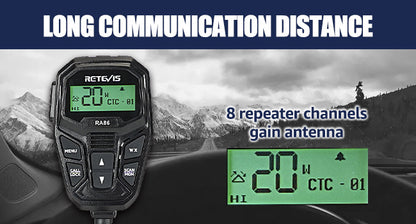 Retevis RA86 GMRS Mobile Radio with Antenna, NOAA Weather Alert, Repeater Channels, Dual Speaker, Off-Road Overlanding for JEEP Tractor Gear, Long Range Two-Way Radio with Integrated Microphone, Emergency Communication, Rugge