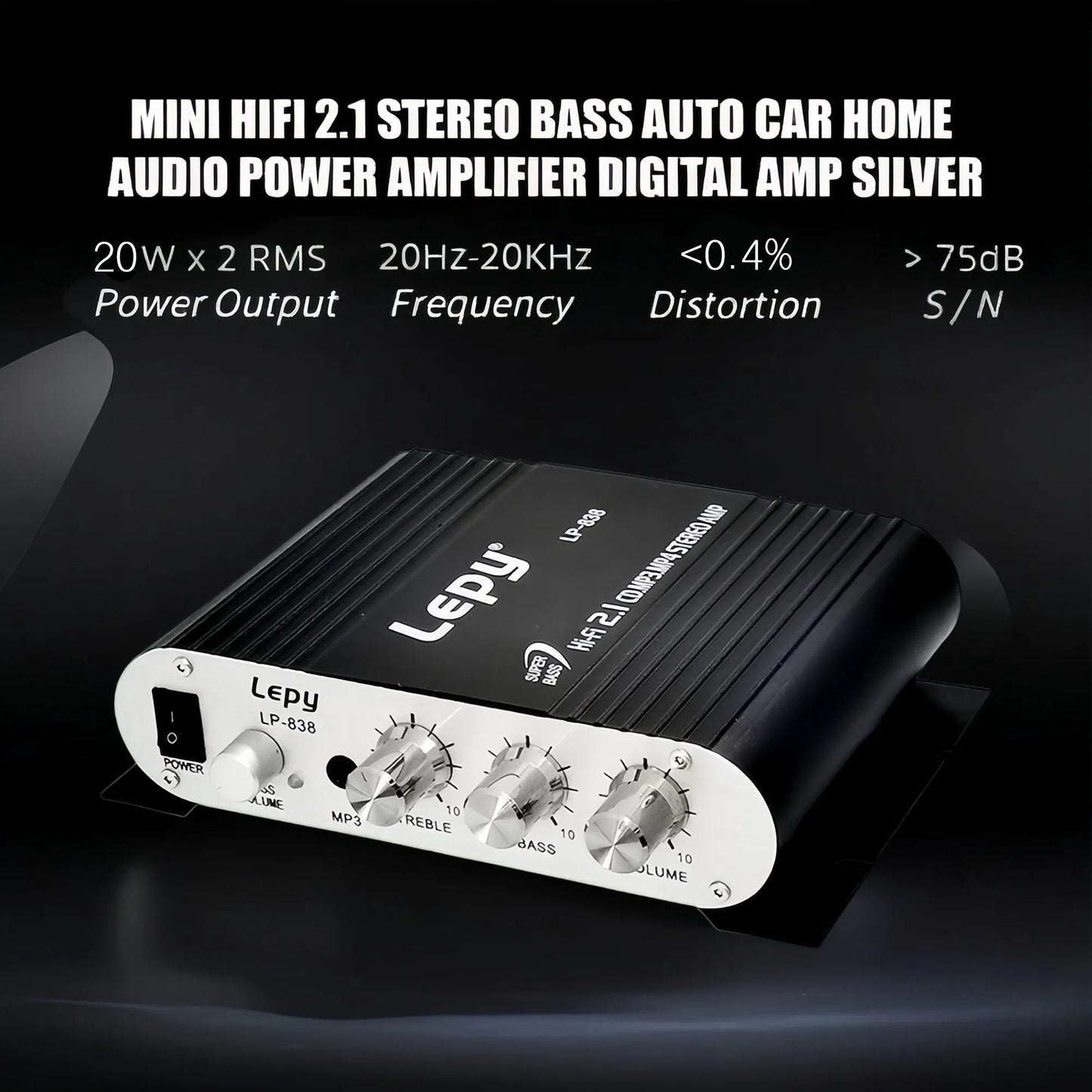 A 600W High-Power 2.1 Channel Amplifier with Hifi Stereo, Featuring Bass Enhancement And Treble Control, 3.5Mm Input, Suitable for Car Speakers, Home Theaters, Computers, And Tvs