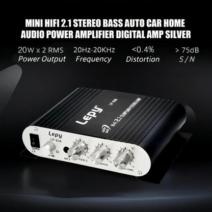 A 600W High-Power 2.1 Channel Amplifier with Hifi Stereo, Featuring Bass Enhancement And Treble Control, 3.5Mm Input, Suitable for Car Speakers, Home Theaters, Computers, And Tvs