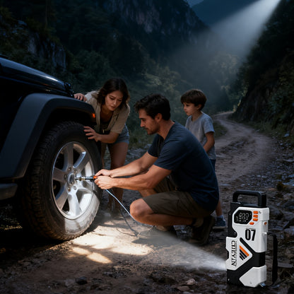 Car Battery Emergency Power Supply, 16000mAh Car Jump Starter, With 150PSI Digital Tire Inflator, LED Display, Suitable For All Gasoline/3.17 Gallon Diesel, 60W Bidirectional Fast Charging, With Emergency Lighting, Safe And P