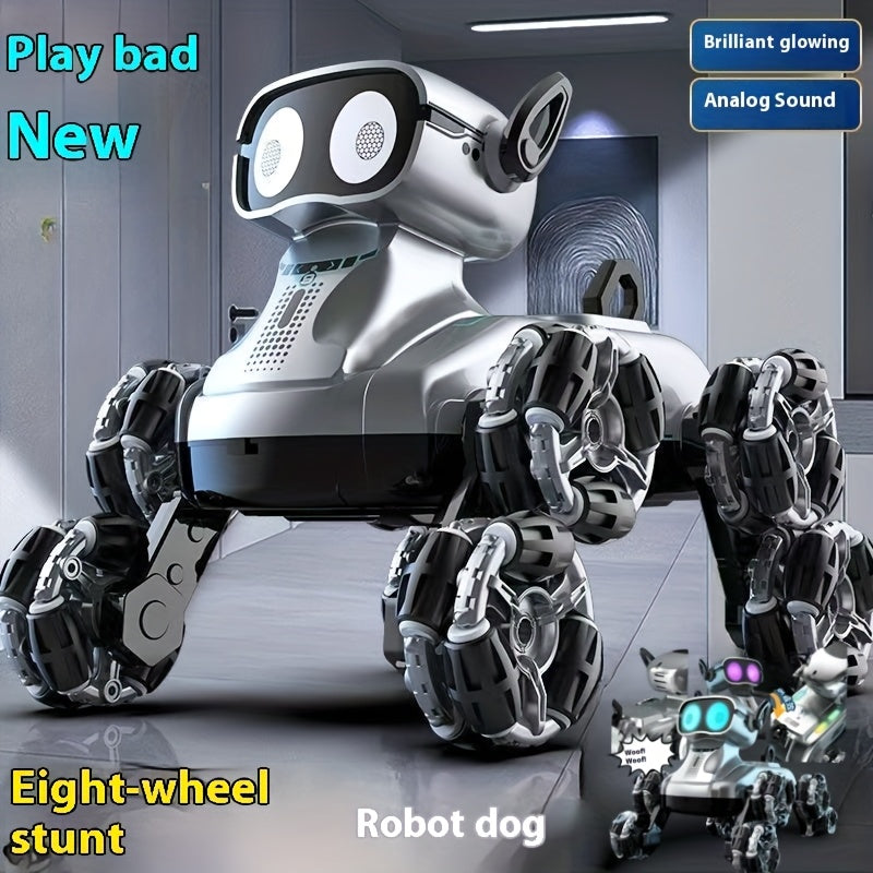 8WD Robot Dog, Dual-Electric Dual-Control, Intelligent Mechanical Dog with Swing Arm, Deformation, Climbing Car, USB Charging, Infrared Sensor, Rechargeable Battery, ABS Material, for Pets & Children, Holiday Gift Idea