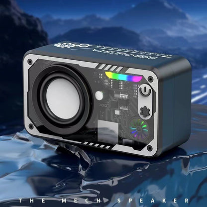 New Transparent LED Mini Machine Wind Speaker, RGB Seven Color Light Effect Speaker, 5W Portable Small Bluetooth Speaker Shock Sound Super Long Standby Support TF Card, Bluetooth Connection Function, Creative Gifts, Holiday G