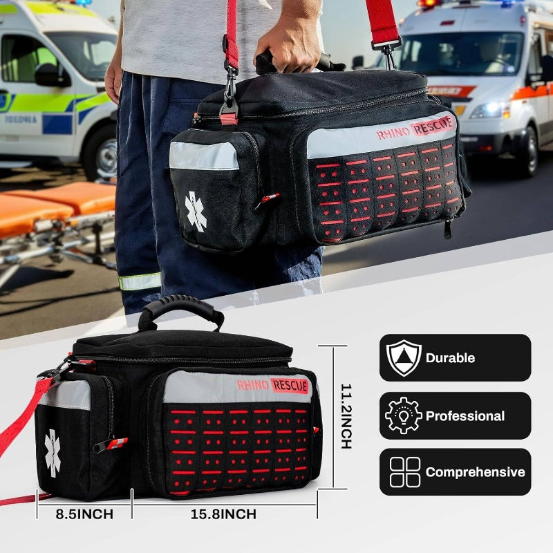 First Responder First Aid Kit Fully - Stocked EMT Bag, Professional EMTEMS Trauma Kit, Molle System Reflective Stripe, 300+ First Aid Supplies, Suits Business, Home Black, Emergency Supplies, Tactical First Aid, Compact First