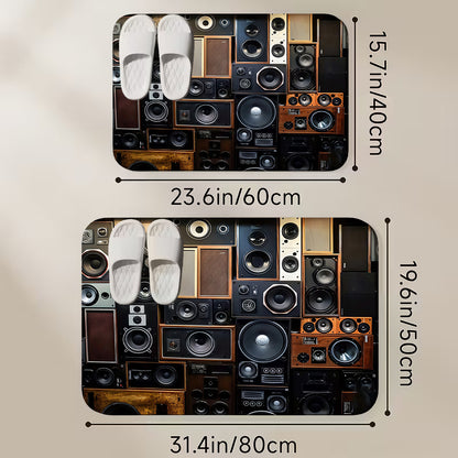 2D Flat Diatom Mud Mat1pc High-end Diatom Mud Music Speaker Design Mat, Non-slip Floor Mat, Tapestry, Yoga Mat, Machine Washable and Colorfast, Suitable for Living Room, Bedroom, Bathroom, Kitchen, Study, Computer Room, Indoo