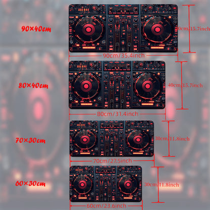 DJ Control Panel Rubber Anti-Slip Mouse Pad - Black with Red & Orange LED Lights, Ideal for Gaming & Office Use, Office Desk Mat|Modern Desk Mat|Durable Desk Mat, Mouse Pads for Desk