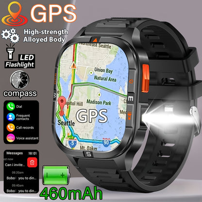 COIUSOR High Precision GPS Smartwatch with Wireless Calling, Compass & LED Flashlight, 2.01" IPS HD Display, 100+ Sports Modes, Dual GPS L1+L5, 100+ Watch Faces, Voice Assistant, Music Control, Durable Zinc Alloy Body, Valent