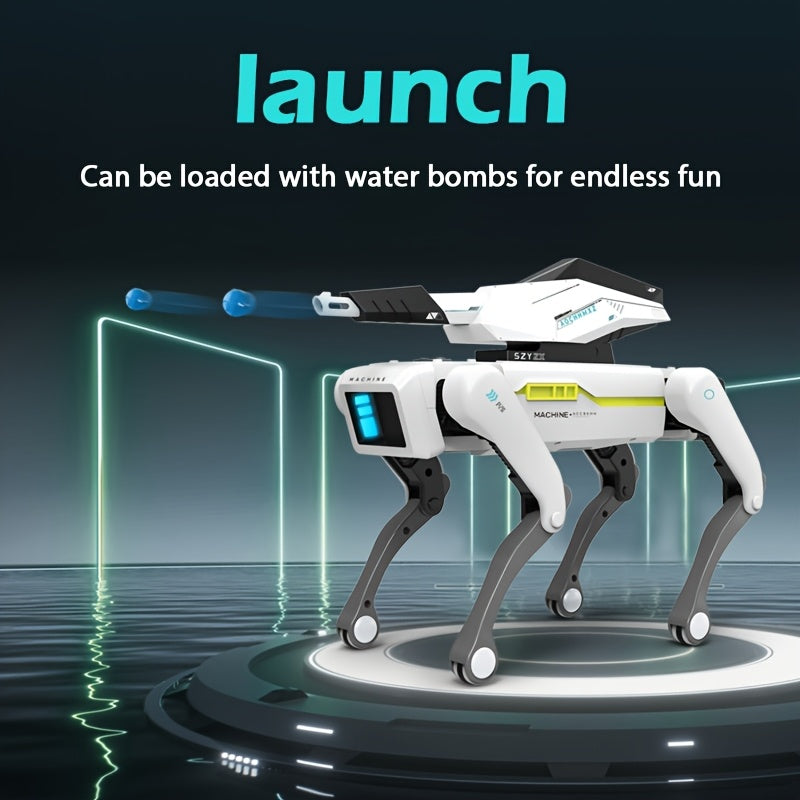 Smart Robot Dog, Remote Control Toy Robot Dog with Water Cannon Launch Pad, Programmable, Voice, Dance, Music, Can Be Controlled by Remote and Mobile Phone APP, Ideal Birthday Gift for Children