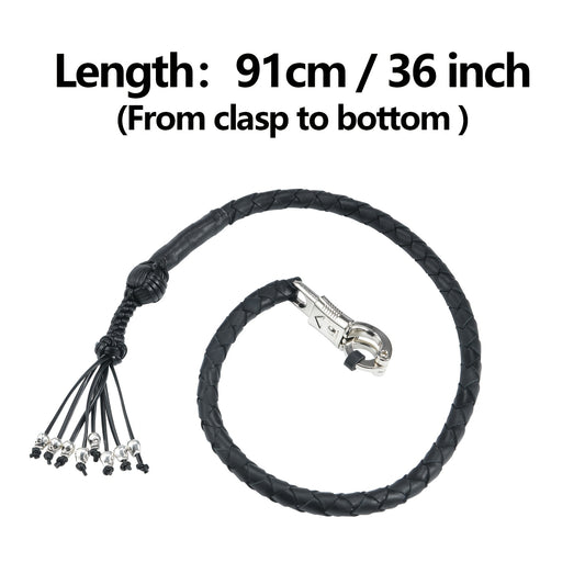 12 Colors 36in Motorcycle Get Back Whip with Fringes And Silvery Skulls for Handlebar Fringed, PU Leather Handlebar Motorcycle Accessories for Bikers