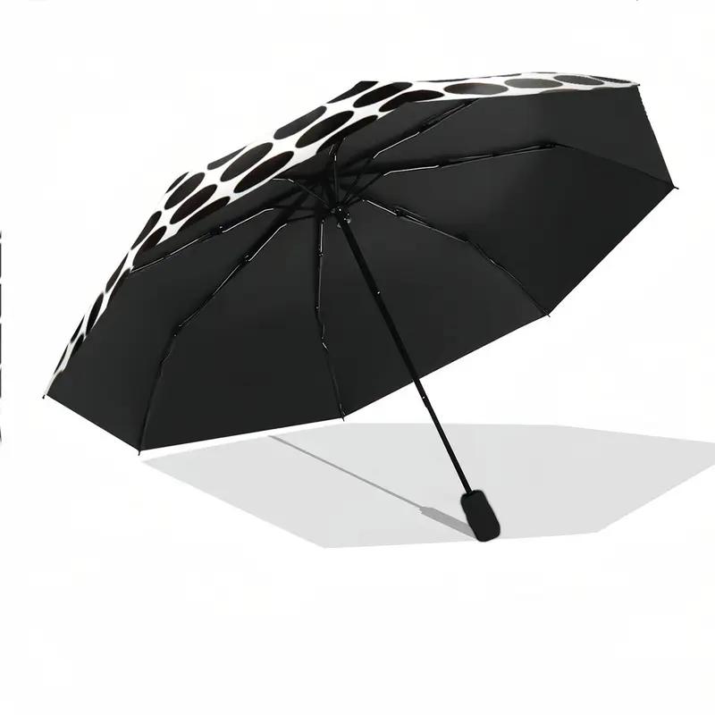 Automatic Open/Close Umbrella with 8-Rib Automatic Folding Canopy - Heavy-Duty Reinforced Frame, Compact Portable Umbrella for Travel,  &, Elegant Black Oval Design - Perfect Gift for s & (Birthday/Christmas)