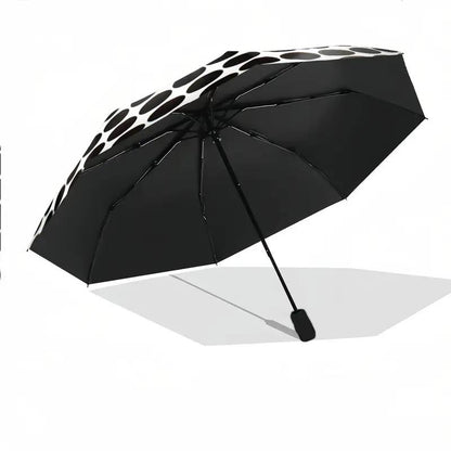 Automatic Open/Close Umbrella with 8-Rib Automatic Folding Canopy - Heavy-Duty Reinforced Frame, Compact Portable Umbrella for Travel,  &, Elegant Black Oval Design - Perfect Gift for s & (Birthday/Christmas)