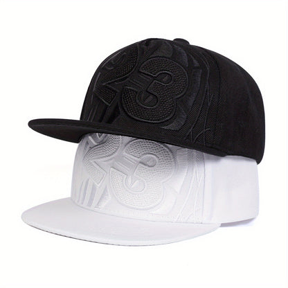 23 Basketball Baseball Cap - Adjustable Snapback Hip-Hop Hat with Black & White Options, Breathable Textile Fabric for Outdoor Sports & Casual Streetwear (Unisex for Men & Women), Basketball Accessories, Adjustable Headwear,