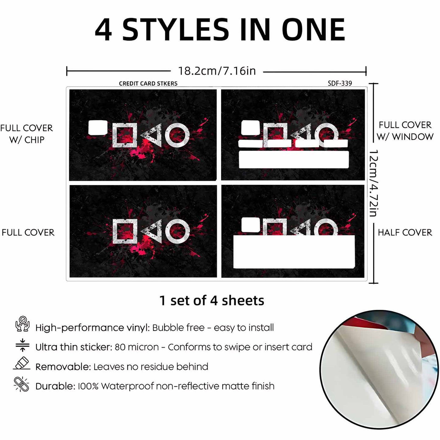 1 Set/4 Sheets, New Square Triangle Circle Game Stickers in 2025, Suitable for Traffic, Keys, Credit Cards, Debit Cards, Card Protection Film, Bubble-Free, PrivacyProtecting Ultra-Thin, Matte Finish, Digital Printing, Key Pro