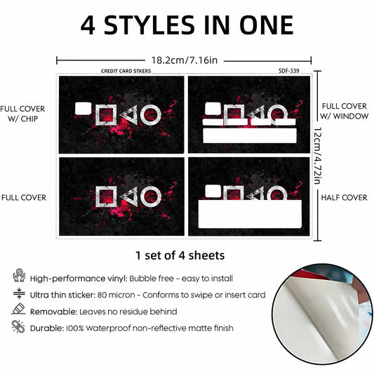 1 Set/4 Sheets, New Square Triangle Circle Game Stickers in 2025, Suitable for Traffic, Keys, Credit Cards, Debit Cards, Card Protection Film, Bubble-Free, PrivacyProtecting Ultra-Thin, Matte Finish, Digital Printing, Key Pro