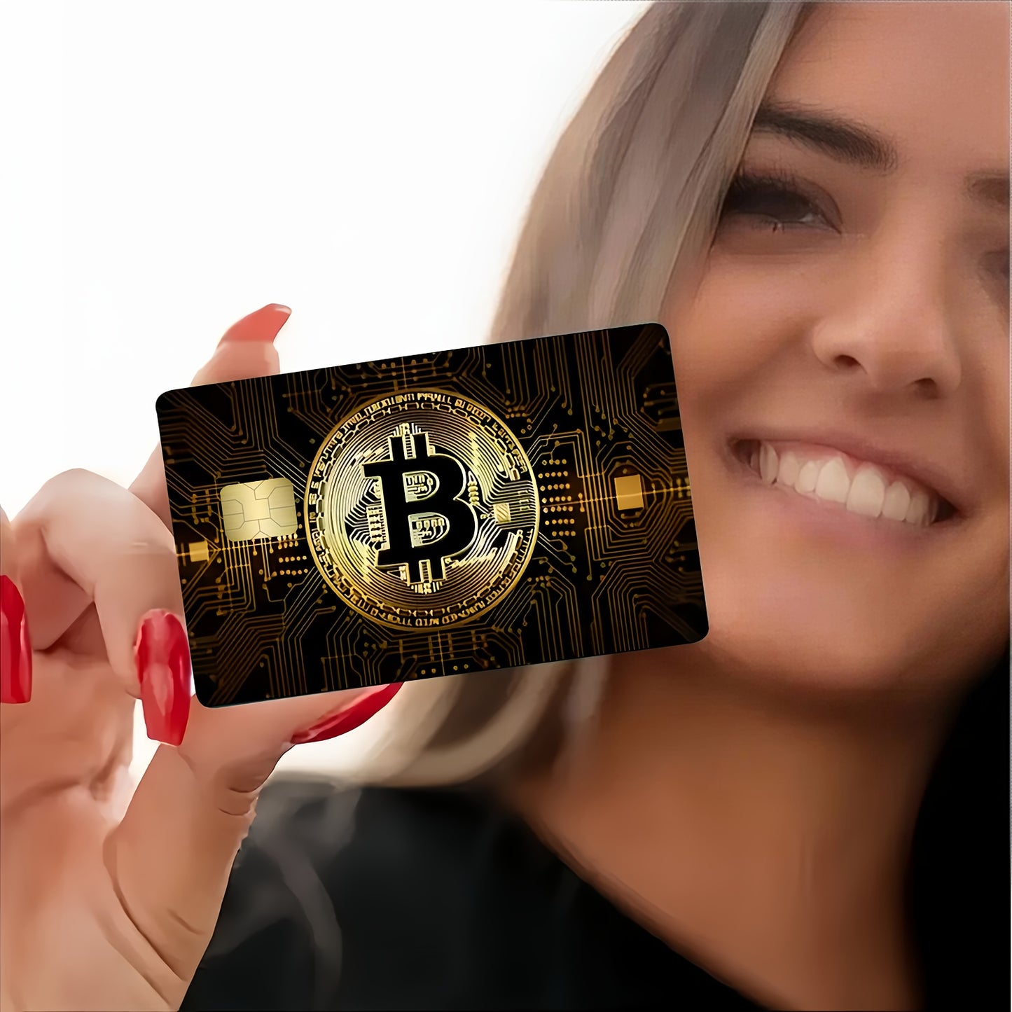 2pcs Golden Design Bitcoin Theme Waterproof Stickers, Ultra-Thin High-Quality Scratch-Resistant Card Skins for Credit/Debit Cards, Bank Cards & Public Transport, Removable Self-adhesive Decorative Stickers (ideal Gift For Men