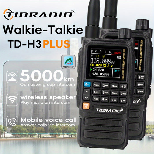 TIDRADIO H3 Plus Global Walkie Talkie - Long Range Repeater with Wireless Connectivity, Air Band Programming, 3 Models, Black, Rechargeable Lithium Battery, USB Dual Use, Non-Waterproof, UHF Technology, Outdoor Communication,