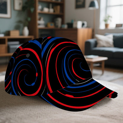 1pc 2D Circular Waves of Colors Print  Cap - Vibrant Full-Body Print, Lightweight Polyester Snapback Hat, Perfect for Sports, Running & Street Fashion.