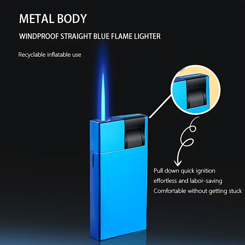 1pc/5pcs Set of Lighters, Butane Lighters, Windproof Lighters, Straight Blue Flame Lighters, Portable Lightweight Lighters, Refillable, Suitable for Outdoor Camping, Barbecue, Hiking, Precise Ignition, Household/Wedding/Party