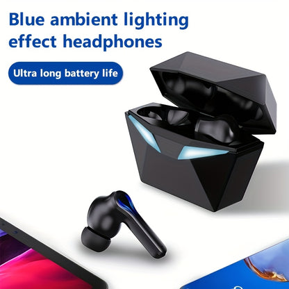 [40H Wireless Gaming Earbuds] Wireless Bluetooth Gaming Earbuds | Blue Light, 3D Surround Sound, 40H Battery, Touch Control | Perfect for Streamers & Gamers