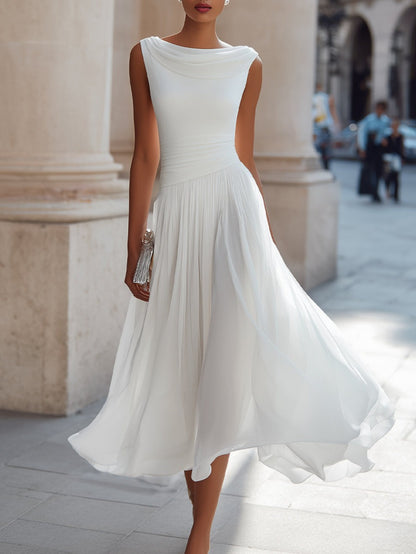 Sleeveless Pleated Waist Dress for Women | Elegant And Ethereal Design Style, Suitable for Wedding Guests And Chic Date Occasions