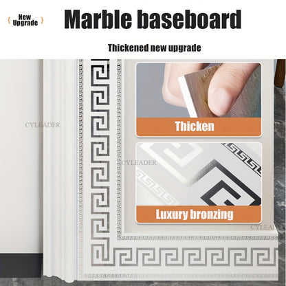 1 Roll, 197 inches x 3.94 inches, Large Roll Thickened Version, European Style Marble Tile Panel Wallpaper, Self-Adhesive PVC Faux Brick, Peel and Stick, DIY Removable No Residue, Waterproof, Wear-Resistant, Long Lifespan, Be