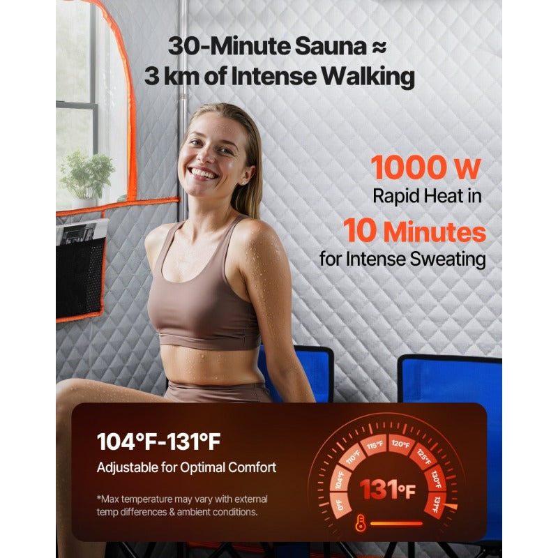 Low Stock Alert VEVOR Upgraded Portable Steam Sauna for Home 2 Person Full Body Home Spa Tent with Steamer and 2 Foldable Chairs and Remote and 2 Essential Oil Boxes Heavy-Duty Stainless Steel Frame Sauna Box Black Durably Ma
