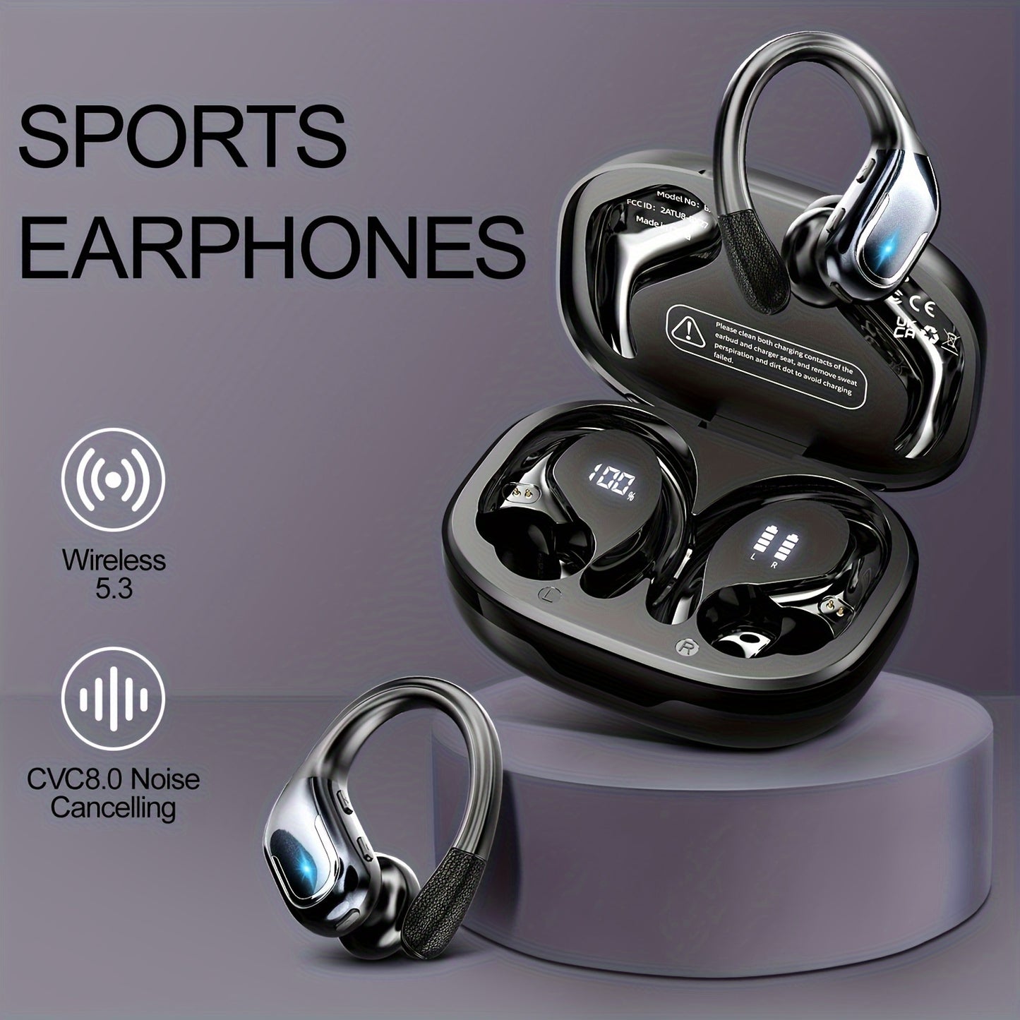 [Pure Bass Sound] LIFEBEE Wireless Earbuds | Earphones with Earhooks | Pure Bass Sound | ENC Noise Cancelling | Dual-LED Display | Built-in Microphone