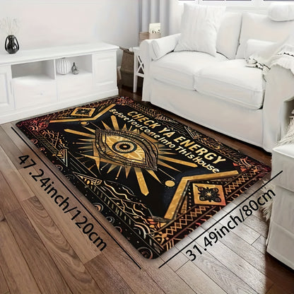 Magic Eye Check Your Energy Door Mat - Rectangular, Machine Washable, 8mm Thick, Soft Non-Slip, Suitable for Kitchen, Living Room, Bedroom, and Entryways