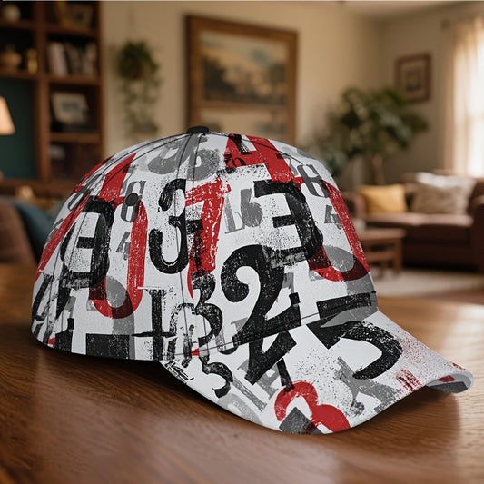 1pc Funky 2D Graffiti Number Snapback Hat - Full-Body Numbered Design (1-9/0) | Bold Graffiti Print for Outdoor Sports, Streetwear & Holiday Parties | Durable Polyester Cap for casual Wear & Athletic Activities