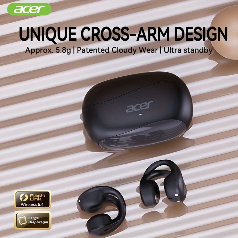 [Acer 2025 New Model]Acer OHR555 TWS Wireless Earphones, Shocking Bass, Call Noise Reduction, Ultra Long Standby, Low-latency Gaming, All-day Comfort, Lightweight Touch, Stylish Appearance, Study/Business/Travel/Sports/Music,