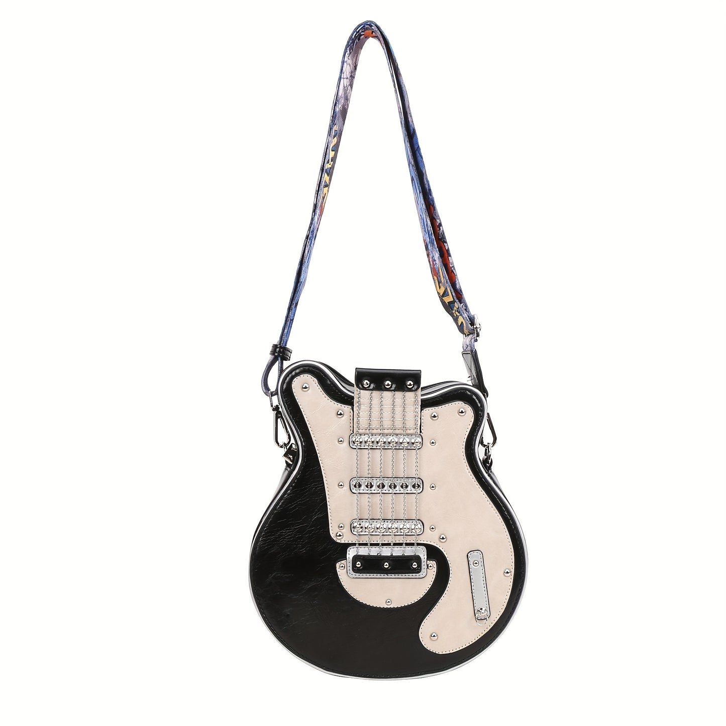 Creative Guitar-Shaped Crossbody Bag - High-Quality with Adjustable & Detachable Strap (35.4"-62.2"), Zipper Closure, Spacious Compartment & Hidden Pockets - Retro Unisex Design for Daily Use, Concerts, Travel - Olive/Red/Blu