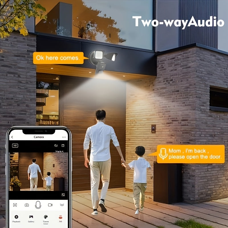 SUNAOK LED Smart Security Camera, 27W, 2300 Lumens, 5700K, IP65, 3 MegaPixel, HD Live View, 393.7inch Infrared Night Vision, Supports Two-way Voice & Human Shape Detection & CloudStorage, Enhanced Motion Detection, Built-in S