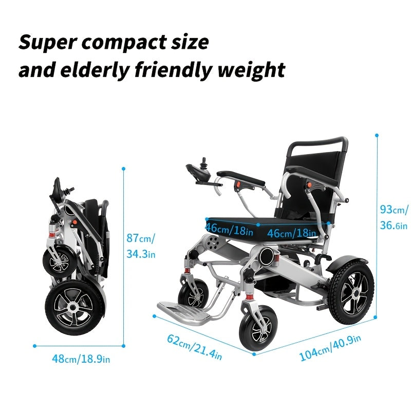 Electric Wheelchair For Seniors, 500W High Power, 30+ Miles Long Range, Foldable, EABS Braking